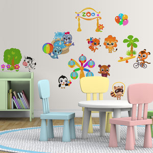 Zoo Animals Kids Wall Decals. Removable Peel & Stick Vinyl Wall Decor Stickers for Nursery, Playroom Decoration. Wall Decal for Boys and Girls