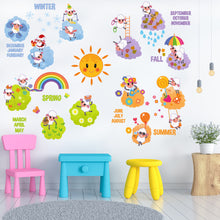 Kids Wall Decals. Sheep Family Four Seasons Wall Stickers for Kids. Removable Vinyl Room Wall Decor for Nursery, Bedroom, Playroom